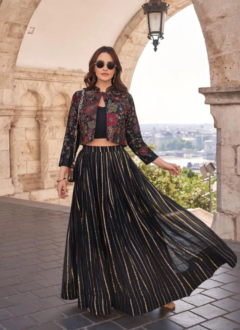 Beautifully printed viscose silk 3 Piece set in Black Limited Edition Sale Online