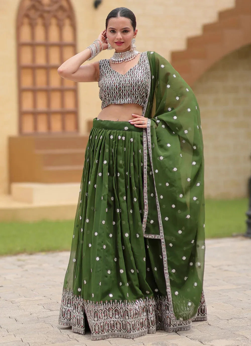 Designer Green Classic  Lehenga Choli Set Cheap Store