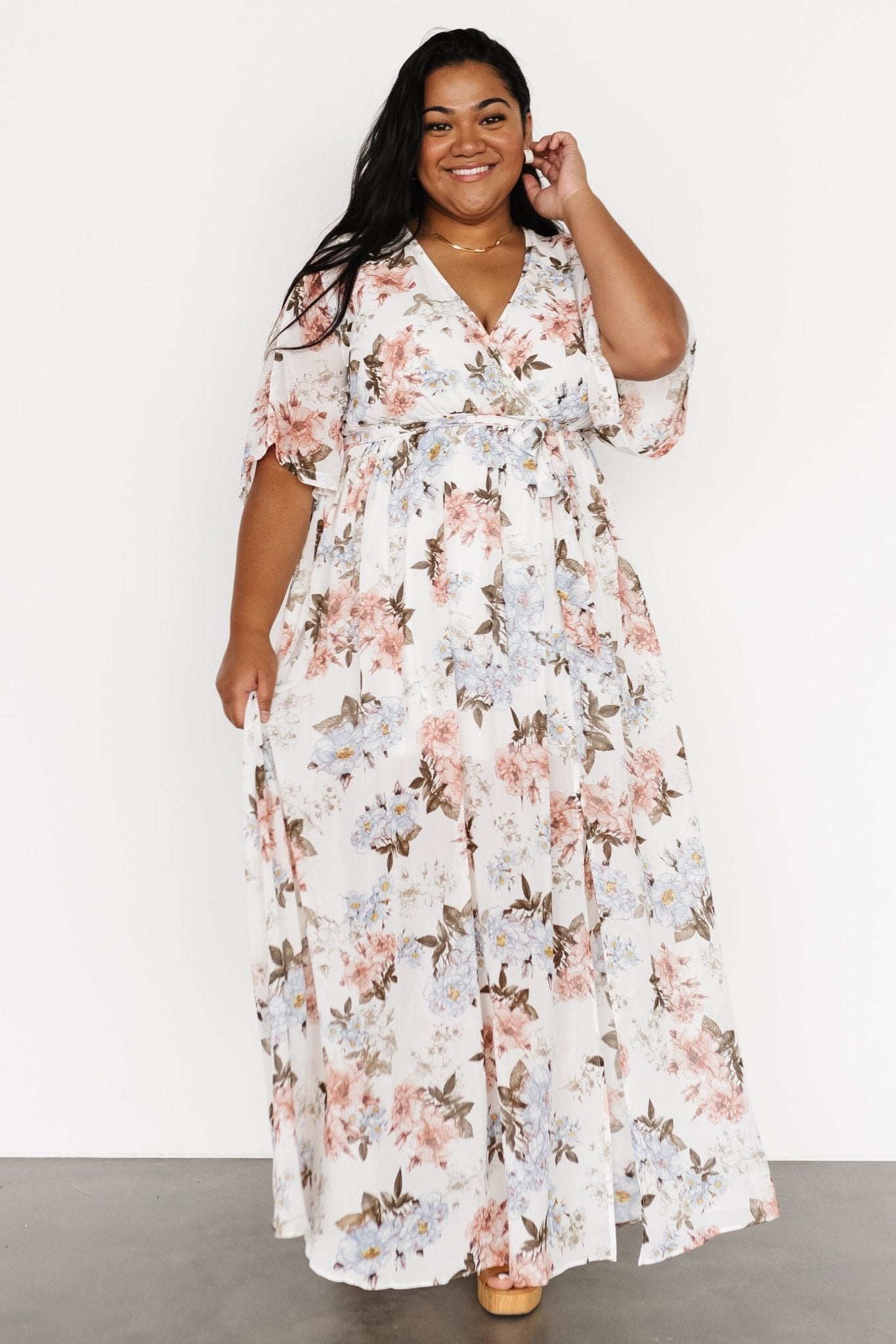 Kia Kimono Maxi Dress | White Floral Sale Genuine