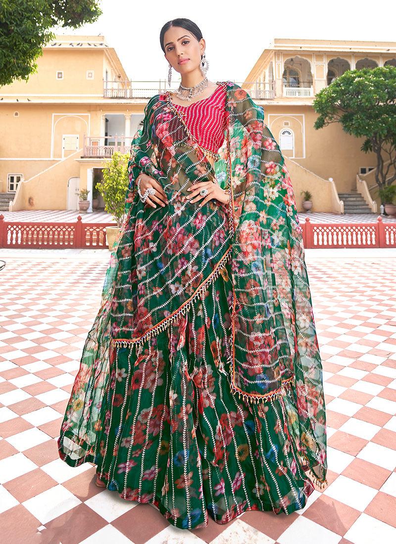 Pink And Green Lehenga With Crush Pattern Nicekicks Cheap Pice