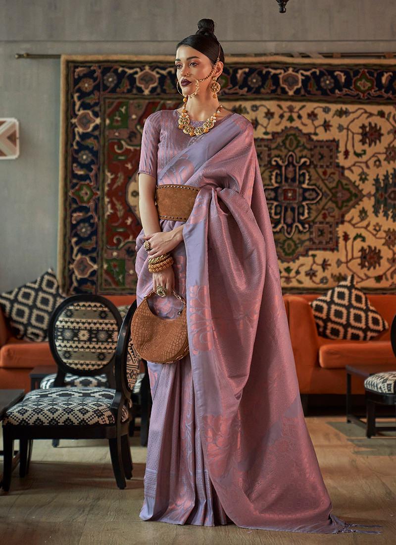 Handloom Weaving Silk Base Mauve Saree In China Cheap Online