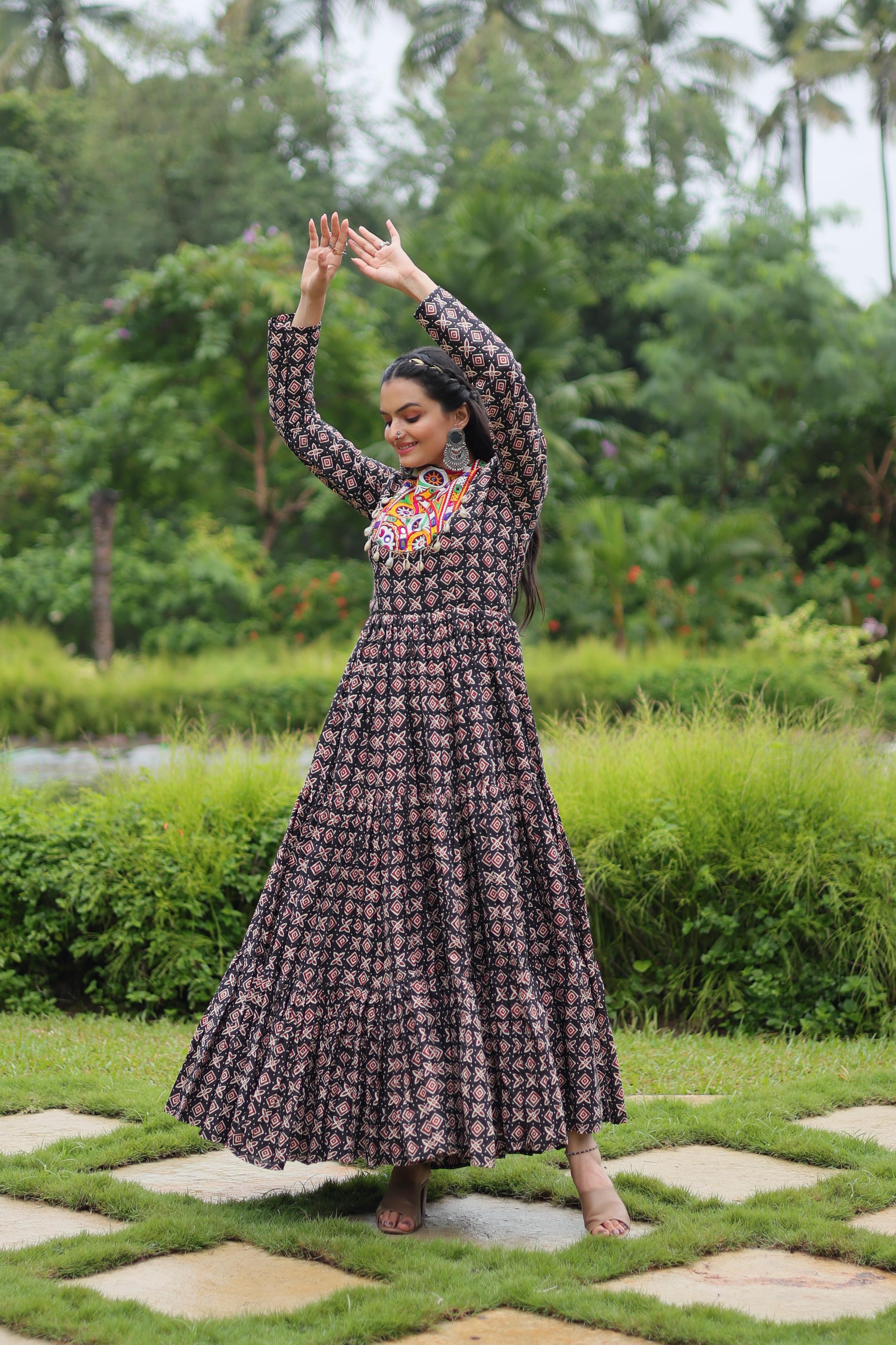 Fabulous and Comfortable Cotton Printed Navaratri Gown High Quality