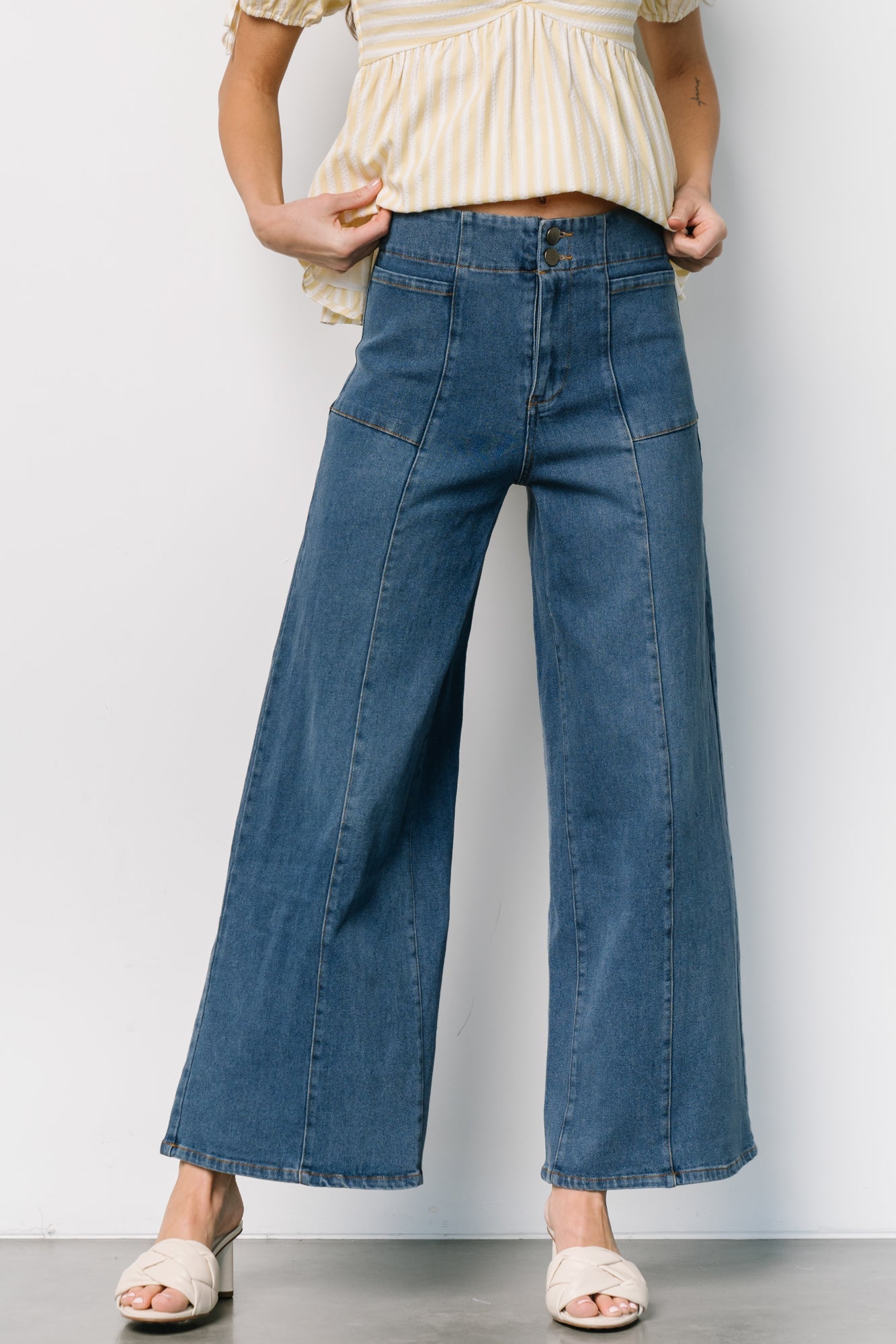 Emmi Mid Rise Wide Leg Jeans | Dark Wash Free Shipping For Nice