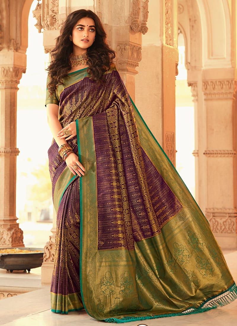 Fascinating Wine Color Kanjiveram Soft Silk Fabric Saree With Silk Weave Sale Low Pice Fee Shipping