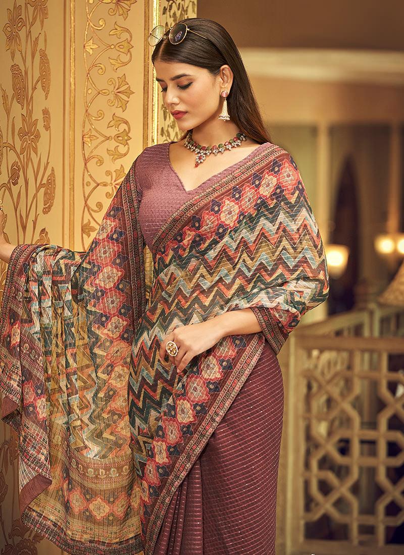 Half N Half Georgette Printed Saree Outlet Online Shop