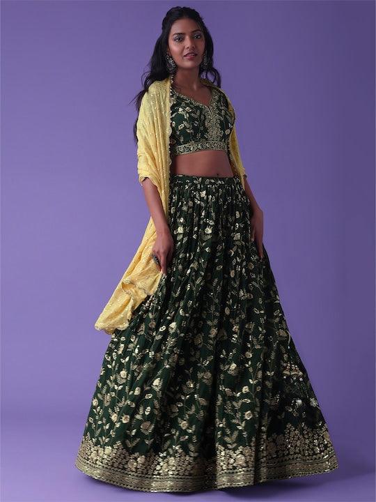 green Georgette appliqué Lehenga choli Geniue Stockist Online