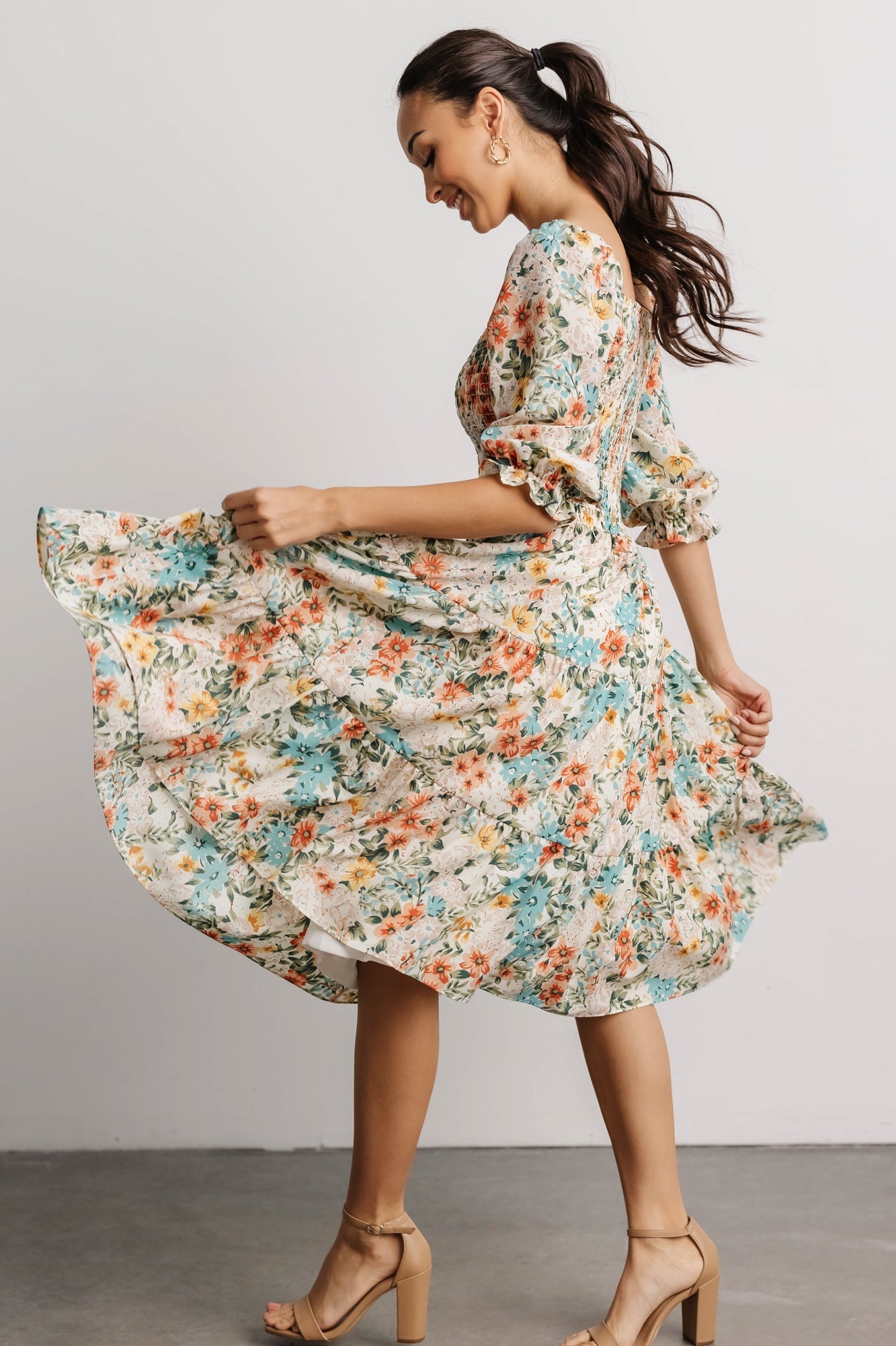 Marta Smocked Midi Dress | Summer Floral 100% Authentic