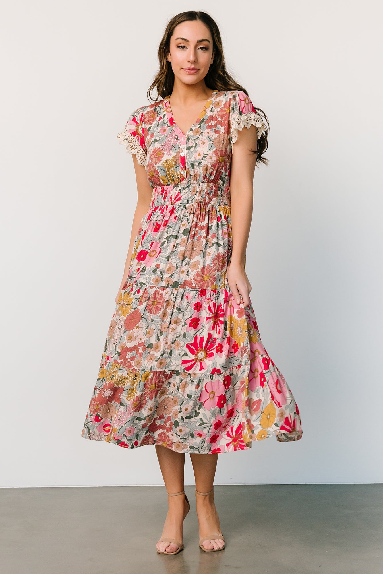 Aliyah Midi Dress | Cream Multi Floral Buy Cheap Discount