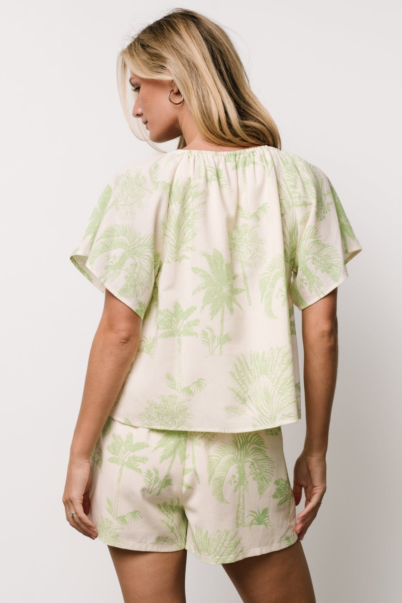 Carlina Set | Cream + Green Print Cheap Sale New Arrival