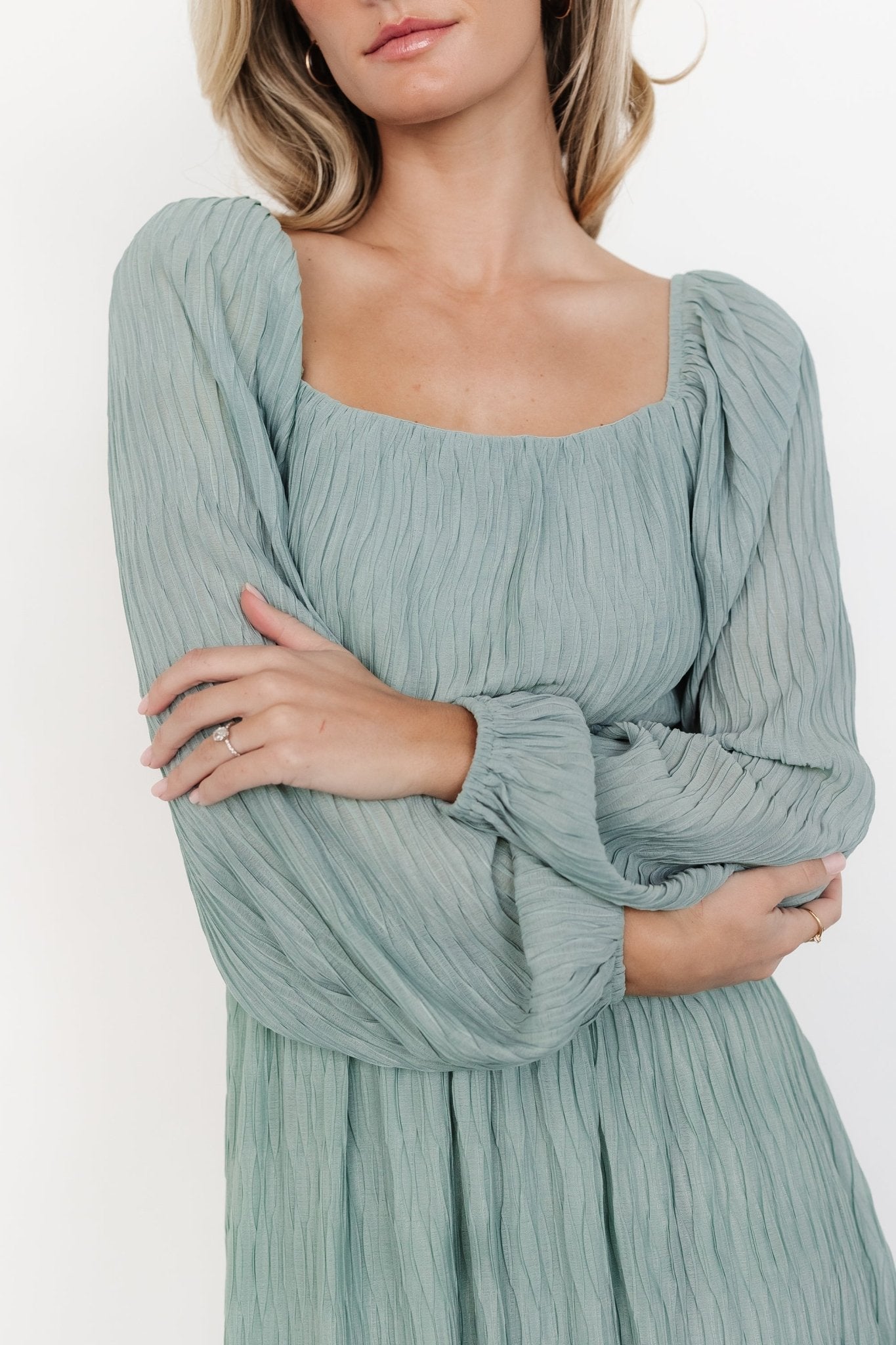 Dalton Pleated Midi Dress | Light Sage Free Shipping Browse