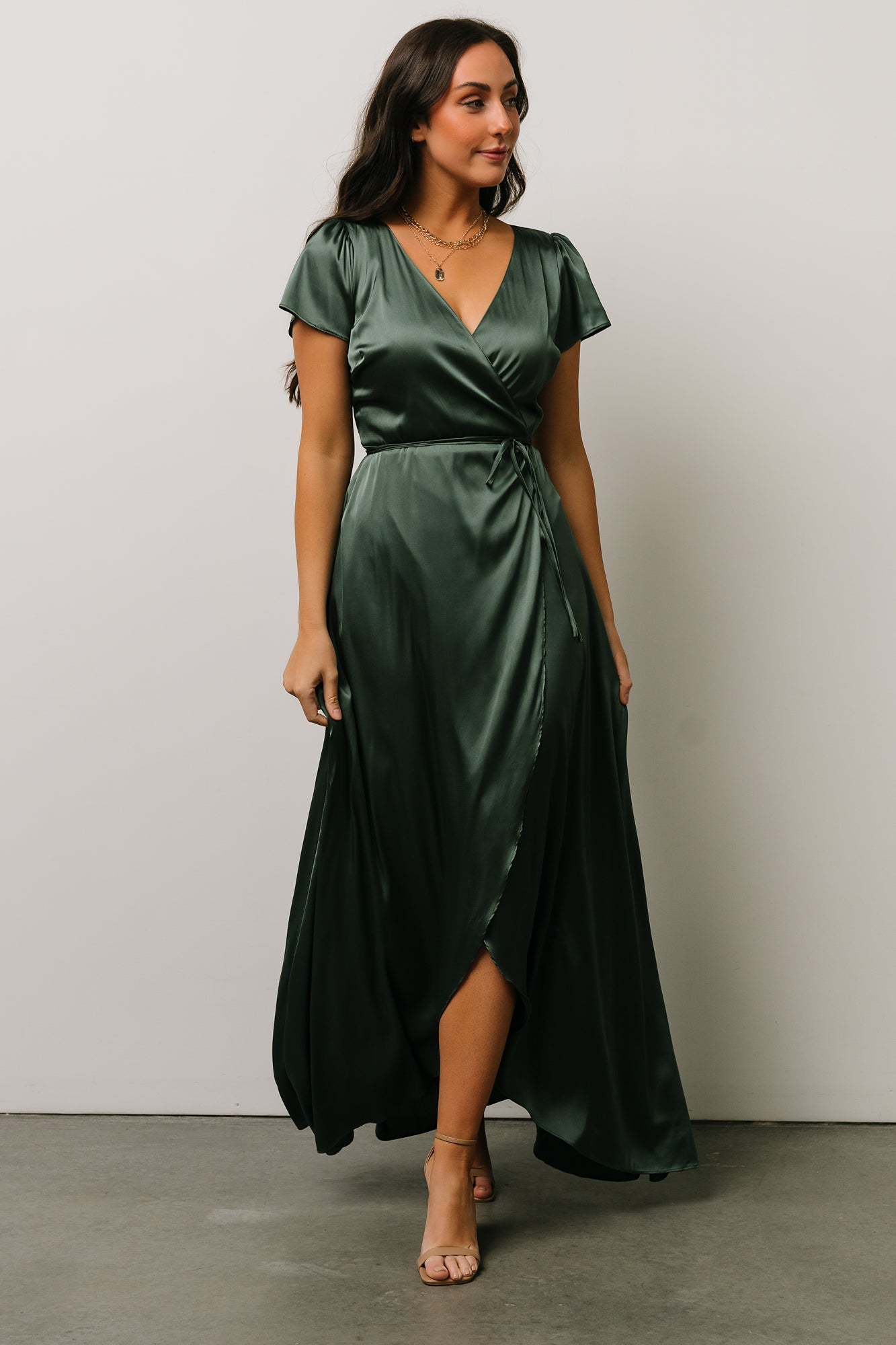 Krystal Satin Wrap Gown | Winter Green Outlet 2025 Newest