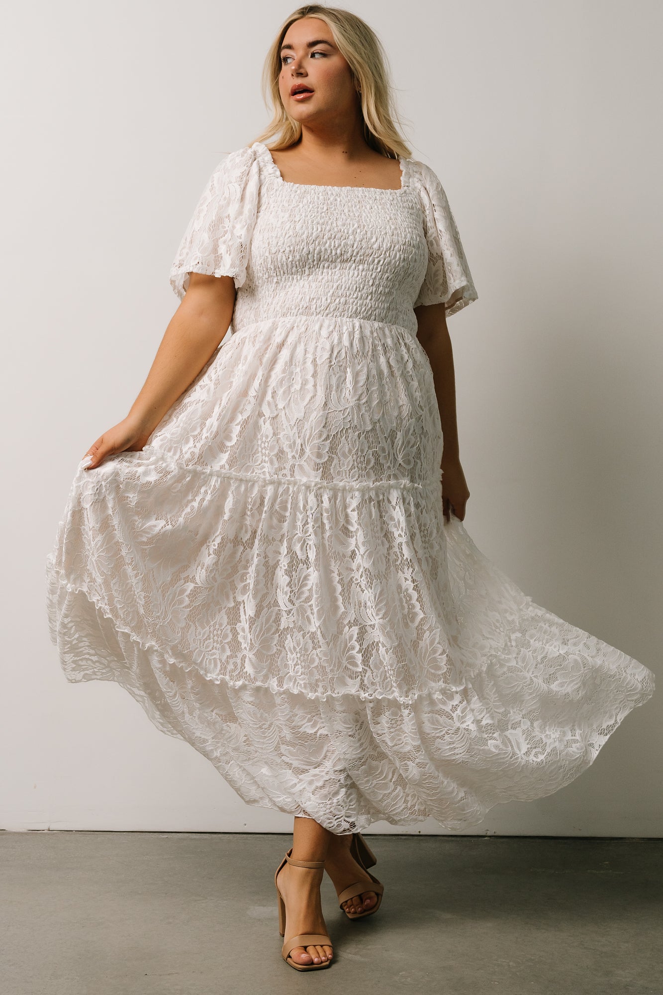 Aspen Smocked Lace Maxi Dress | Off White Comfortable Cheap Online