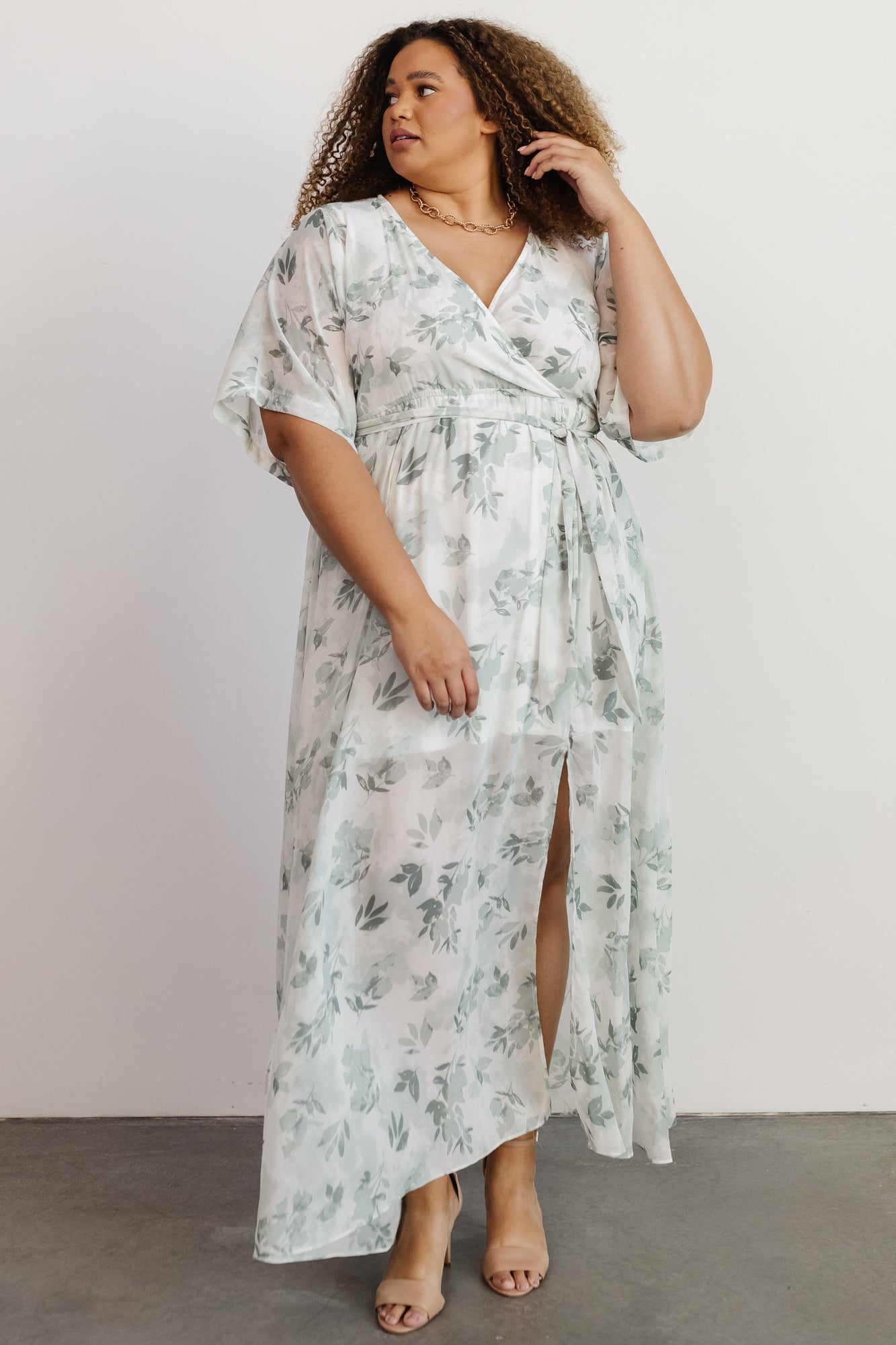 Kia Kimono Maxi Dress | Sage Floral Buy Cheap Fashion Style