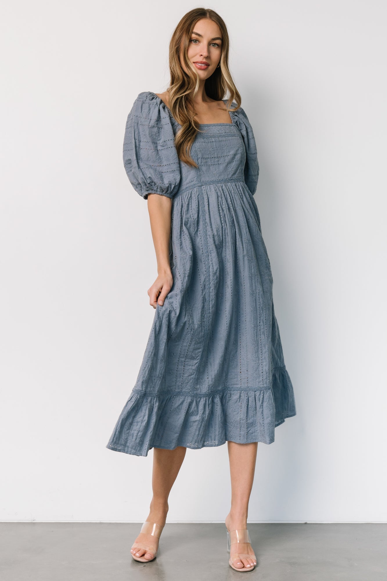 Delaney Eyelet Dress | Dusty Blue Brand New Unisex