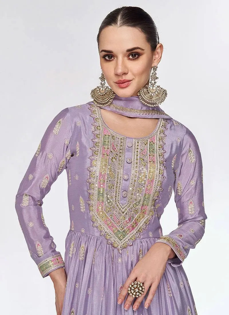 Stunning Lavender Chinon Embroidered Gown Buy Cheap Shop