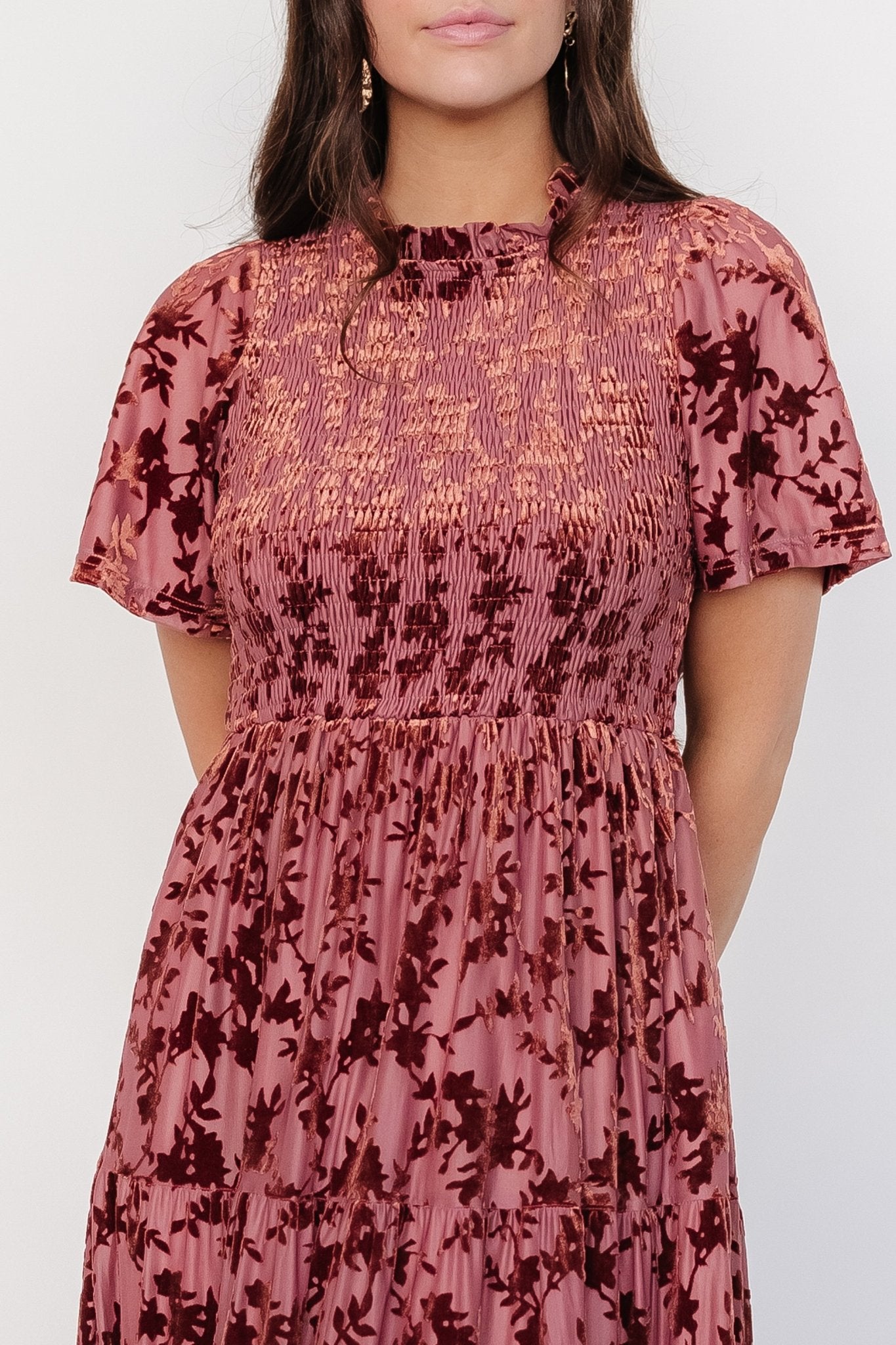 Callen Smocked Velvet Dress | Dusty Clove Sale Exclusive