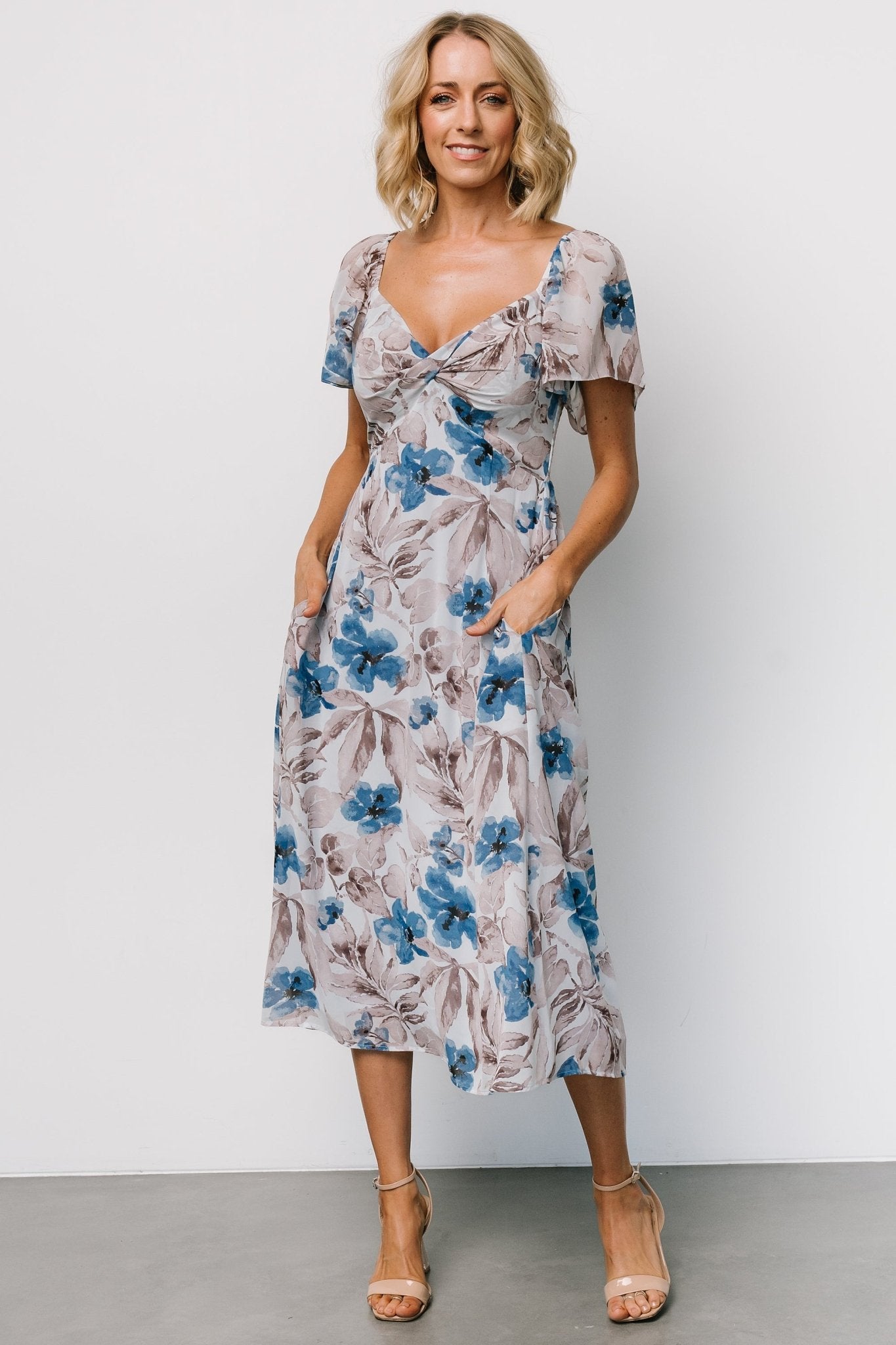 Melinda Midi Dress | Blue Floral Recommend