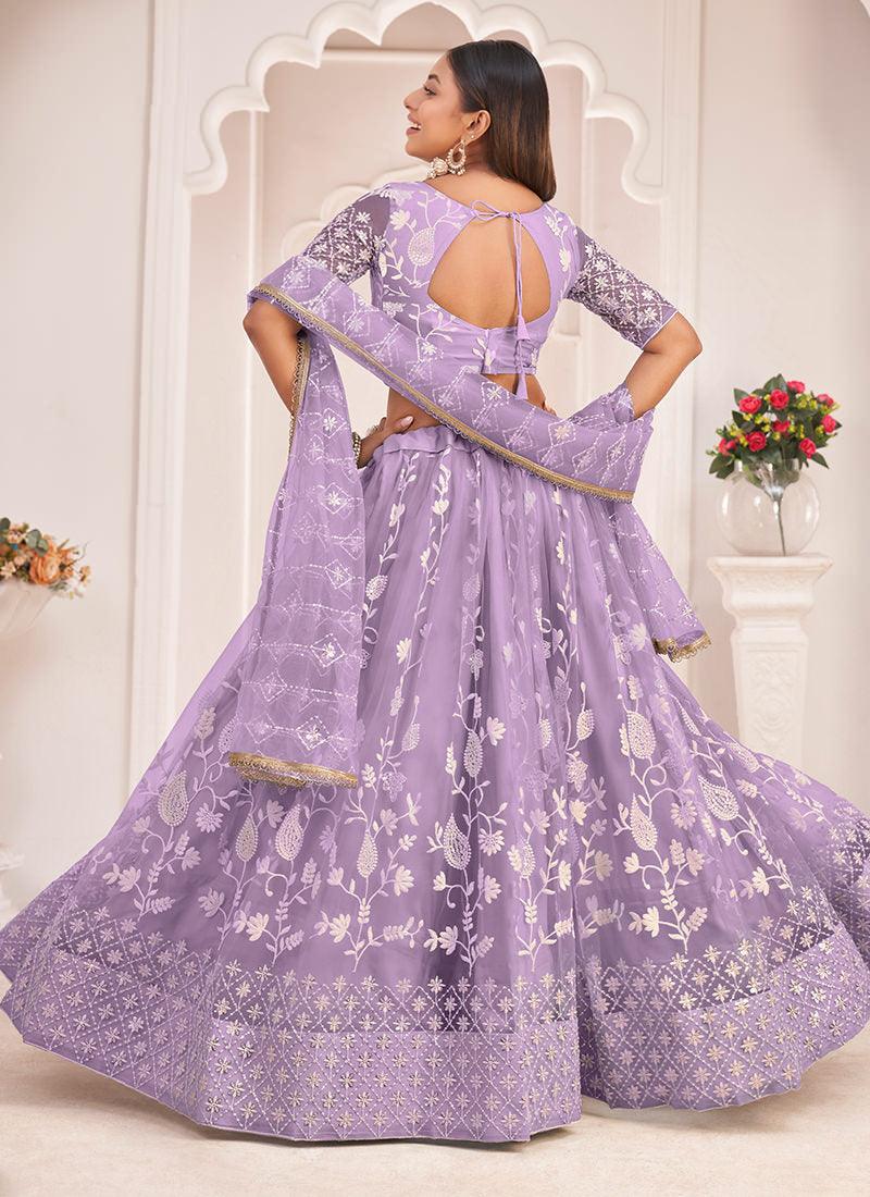 Embroidered Lavender Soft Net Lehenga Discount Nicekicks