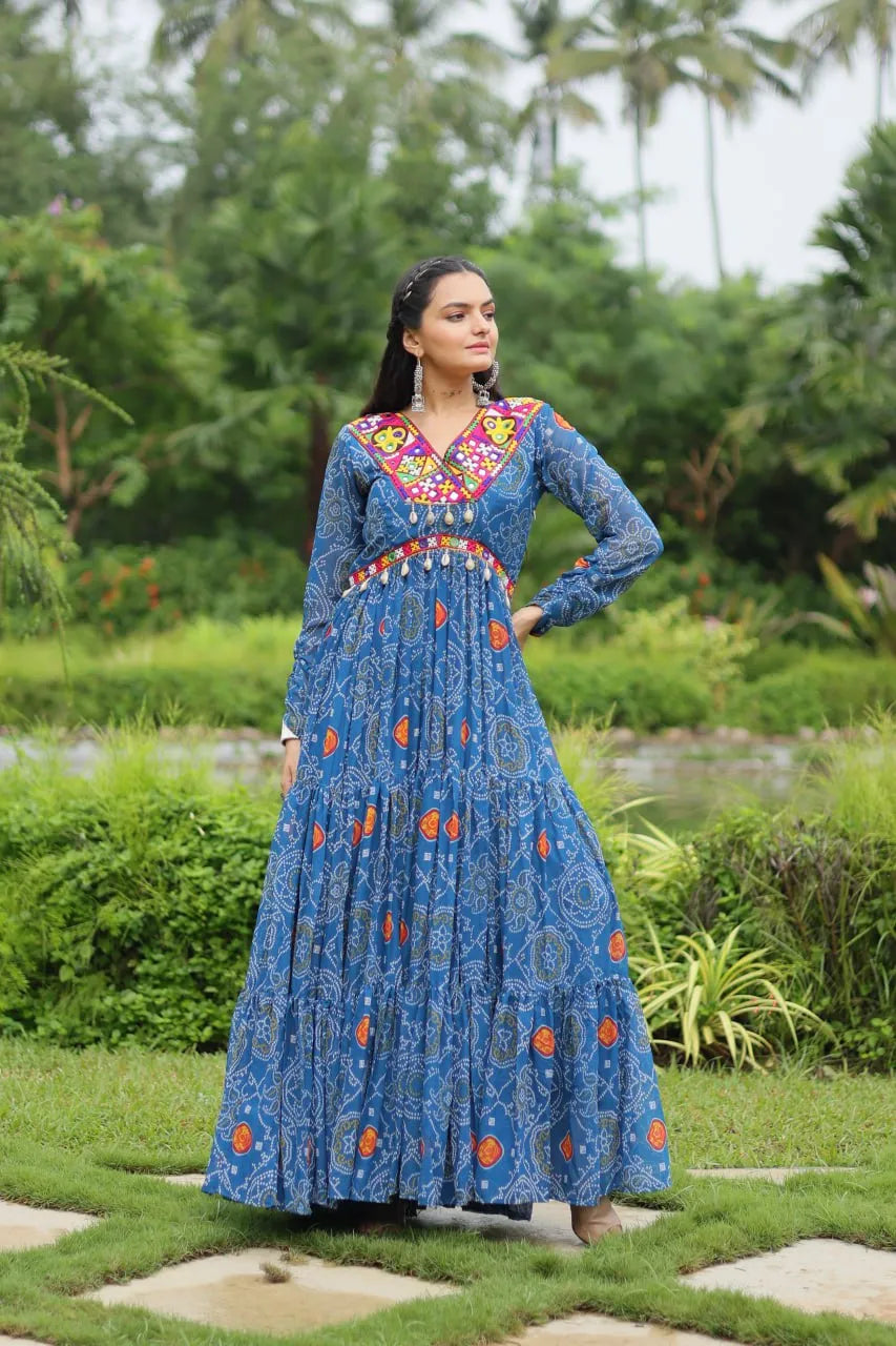 Elegant and Fabulous Bandhni Printed Navratri Gowns Shipping Outlet Store Online