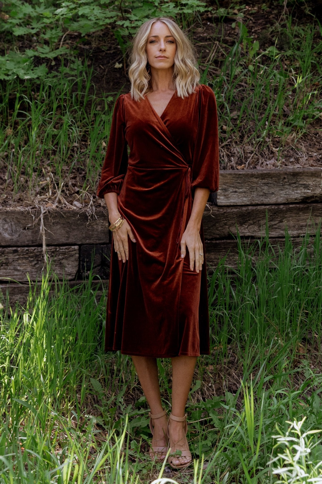 Beckinsale Velvet Wrap Dress | Cinnamon Discount Looking For