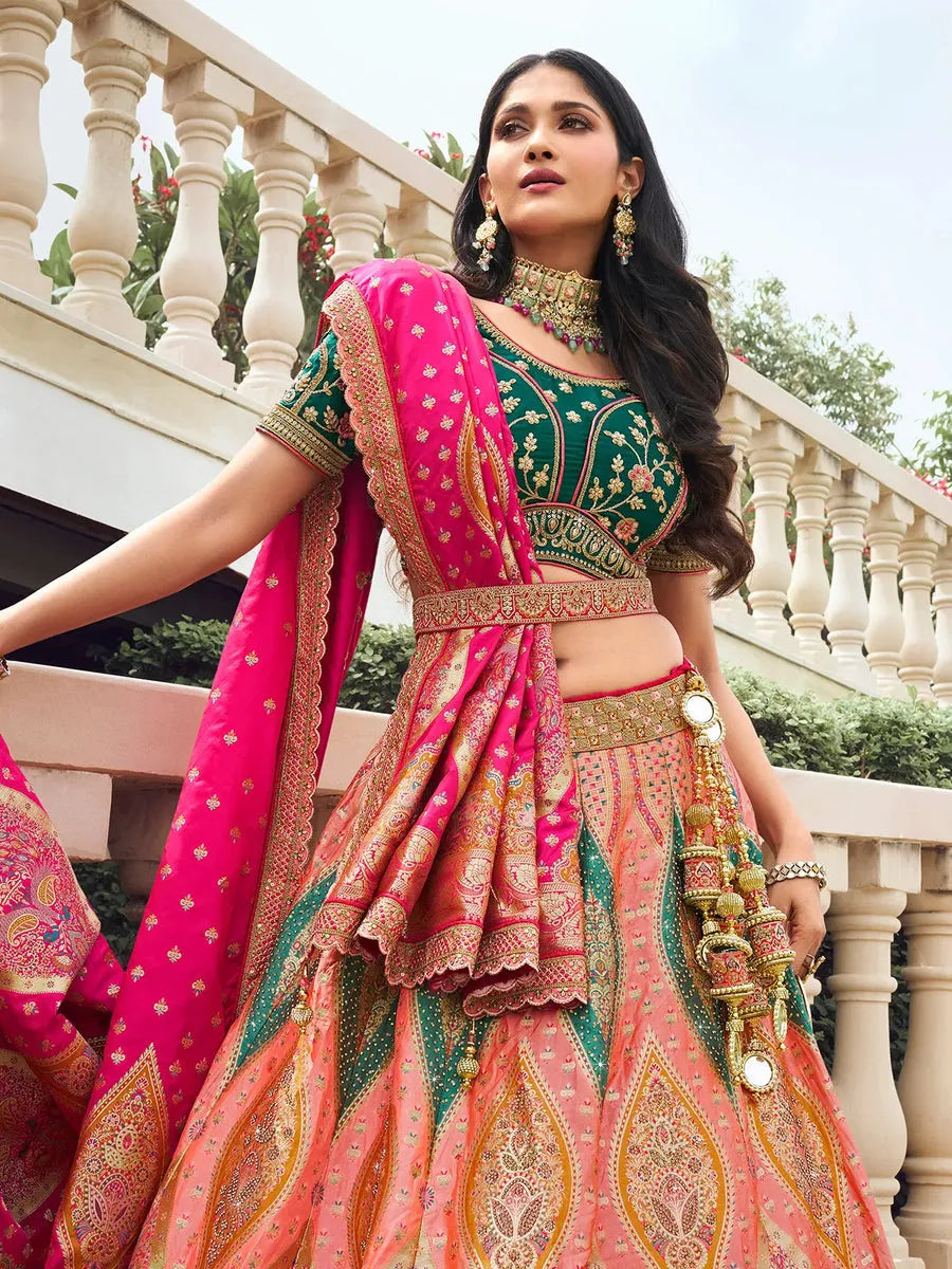 Elegant Multi-Color Embroidered  Silk  Lehenga Choli Set Really Cheap