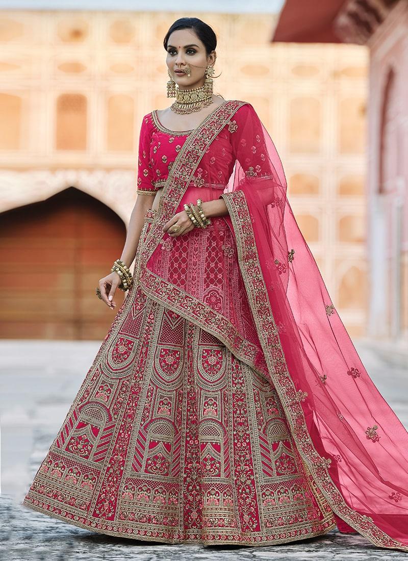 Stunning Look Dori And Resham Work Pink Color Lehenga Choli Free Shipping Comfortable