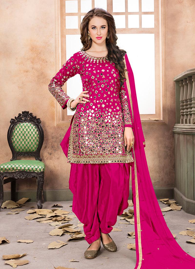 Rani Pink Color Mirror Work Punjabi Salwar Suit Visit New Sale Online