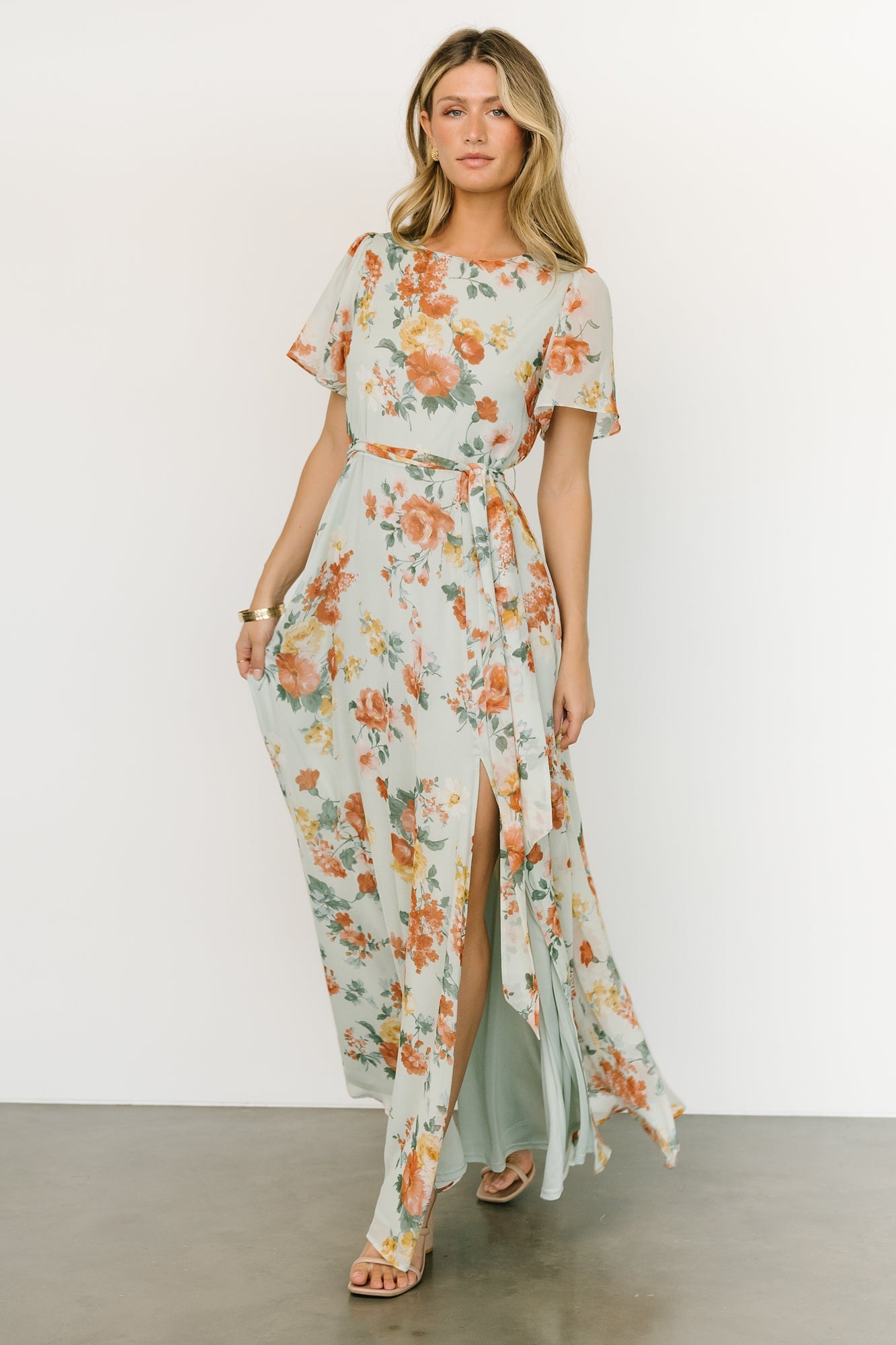 Naomi Short Sleeve Maxi Dress | Sage Floral Free Shipping Footlocker Finishline