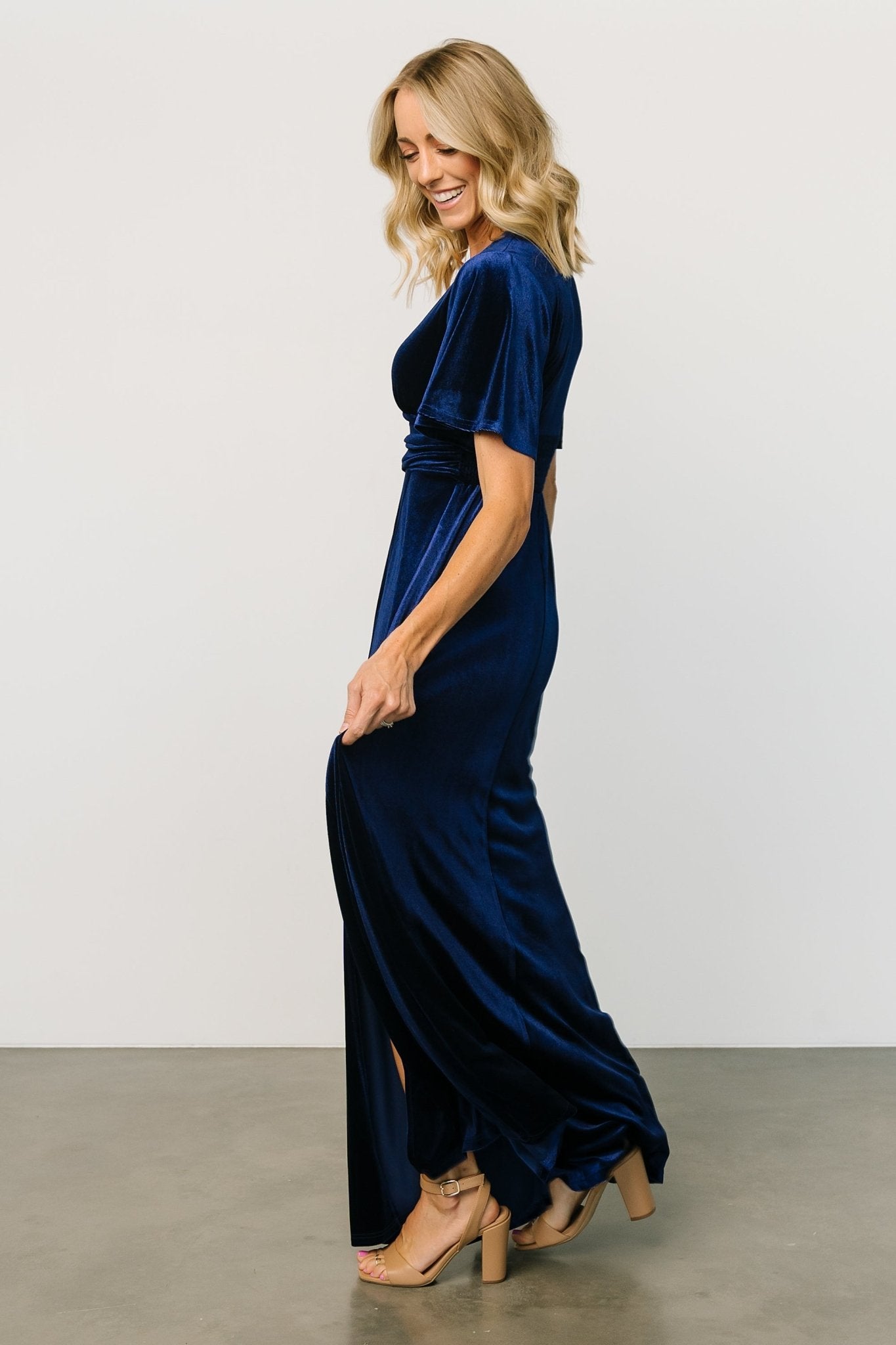 Berenice Velvet Maxi Dress | Navy Discount Wiki