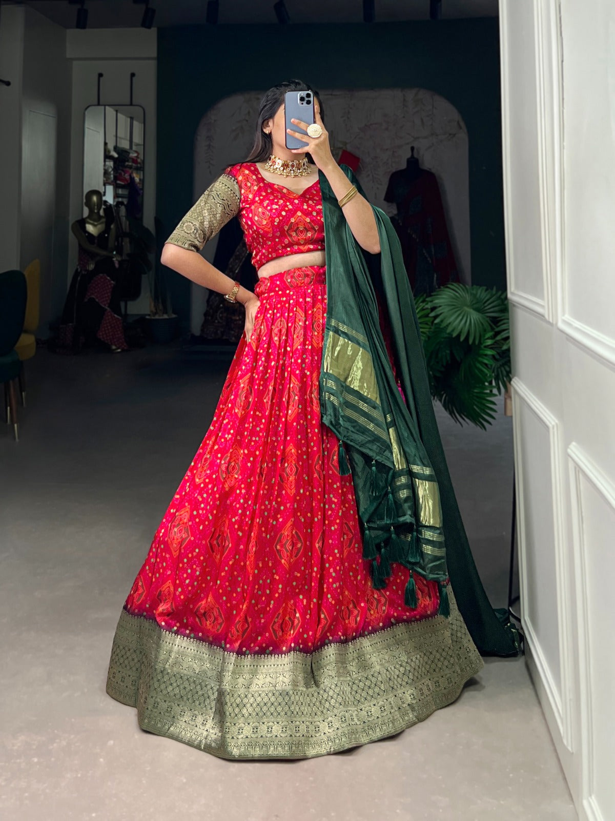 Traditional Zari Weaved Viscos Silk Lehenga Choli Cheap Manchester Great Sale