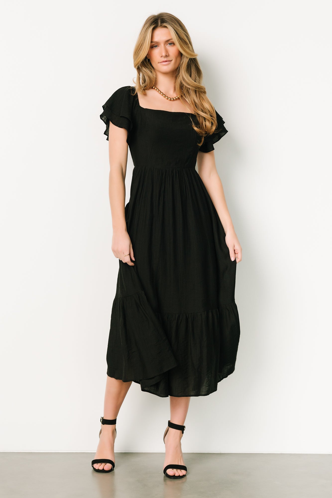 Buttercup Midi Dress | Black Free Shipping Cost