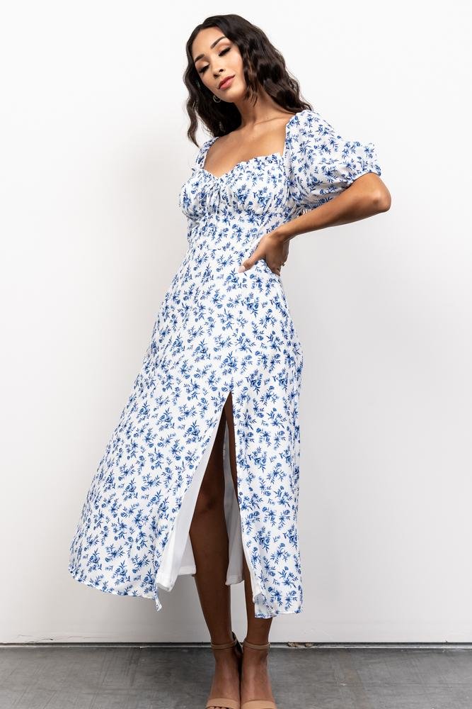 Gwen Smocked Midi Dress | Blue Floral Buy Cheap Big Discount