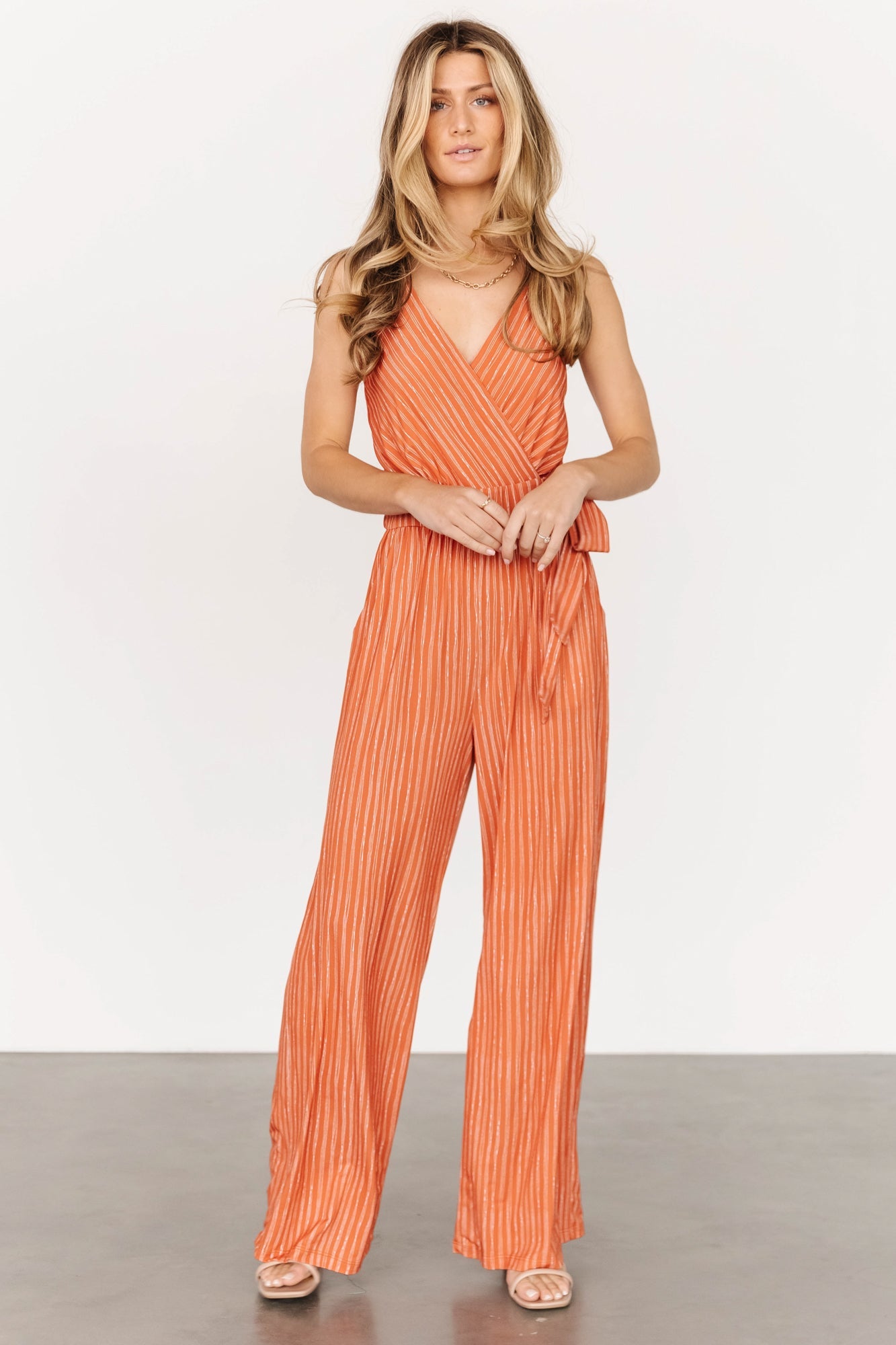 Zuri Tank Jumpsuit | Burnt Orange Stripe Buy Cheap Footlocker Pictures