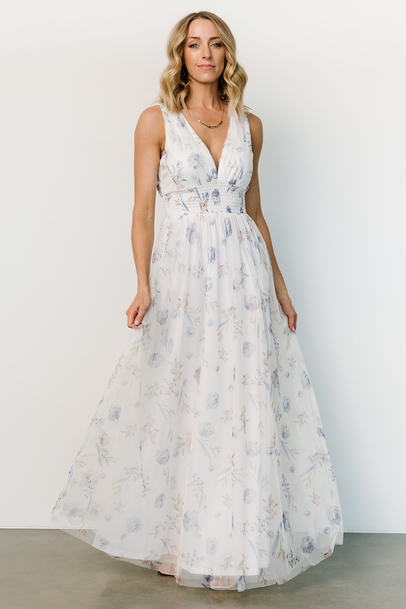 Kamila Tulle Maxi Dress | White Floral Newest Cheap Online