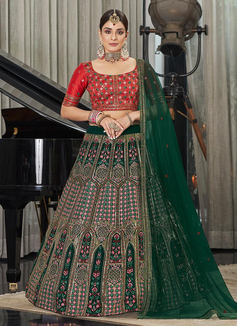 Green Wedding Chaniya With Sequins Work Pay With Paypal Cheap Pice