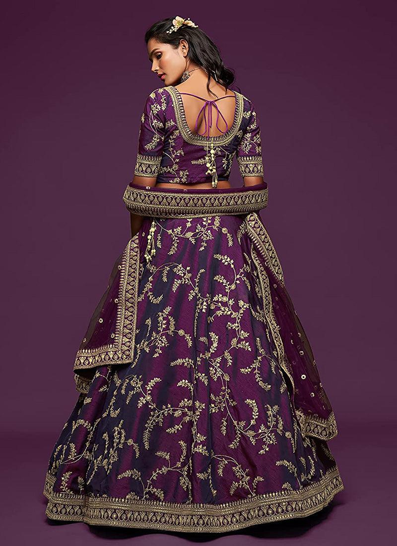 Purple Color Art Silk Material Dori Work Lehenga With Net Dupatta Cheap Sale Marketable