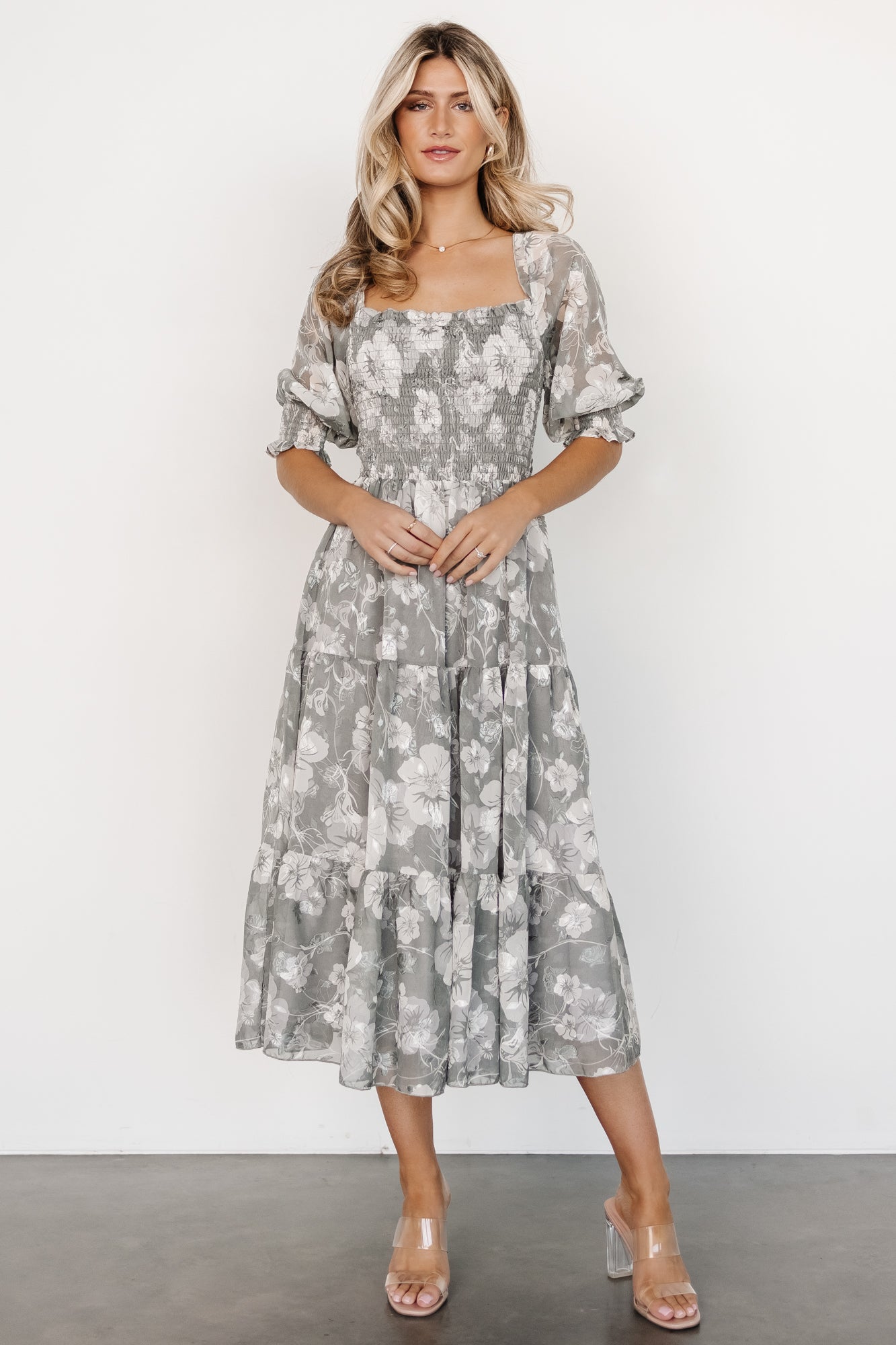 Fabian Jacquard Midi Dress | Dusty Sage Choice Cheap Pice