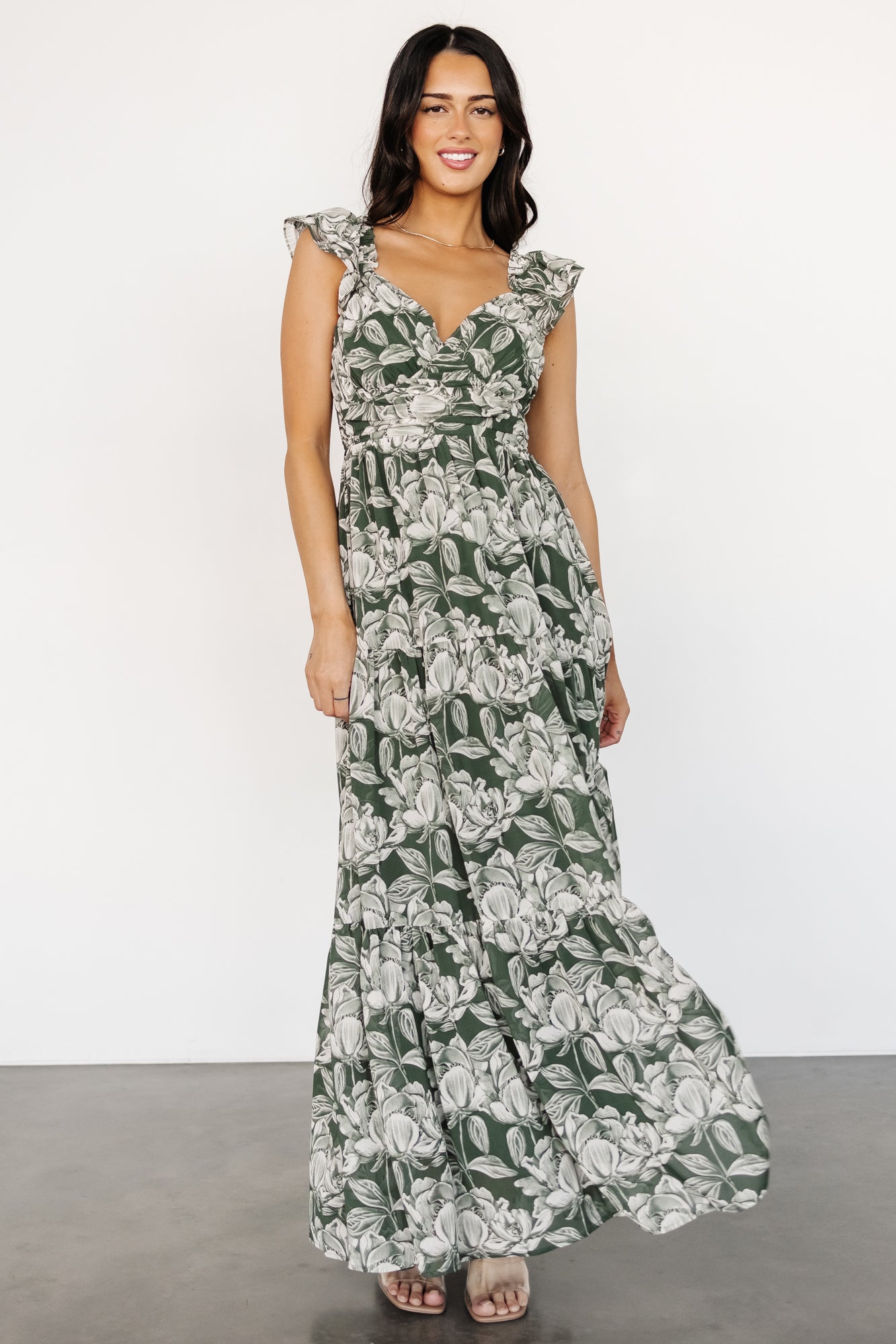 Martina Maxi Dress | Green + White Pay With Visa