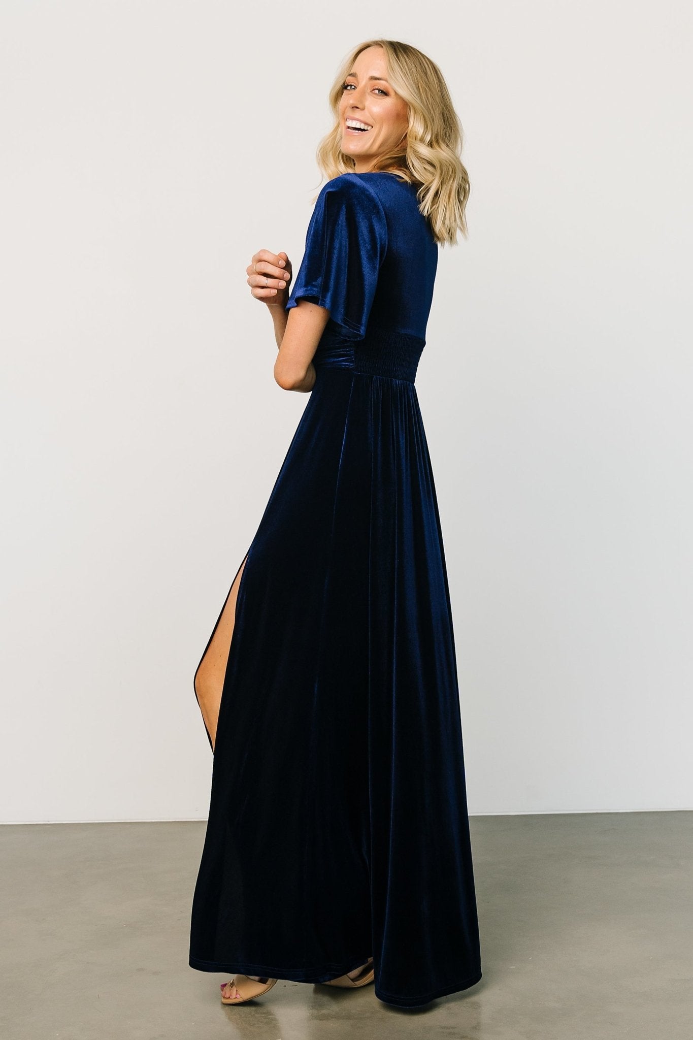 Berenice Velvet Maxi Dress | Navy Discount Wiki