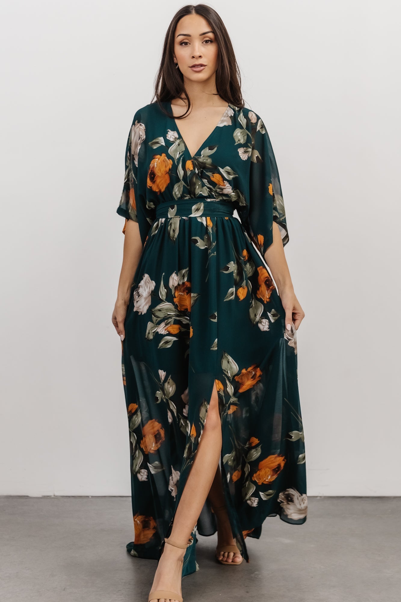 Kia Kimono Maxi Dress | Deep Topaz Floral Cheap Sale Cheapest