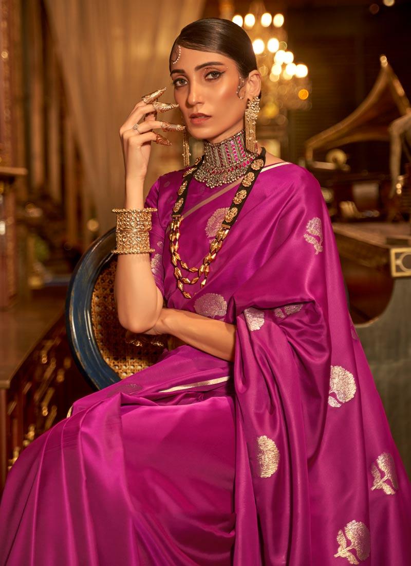 Silk Weave Dark Pink Color Classic Saree High Quality For Sale