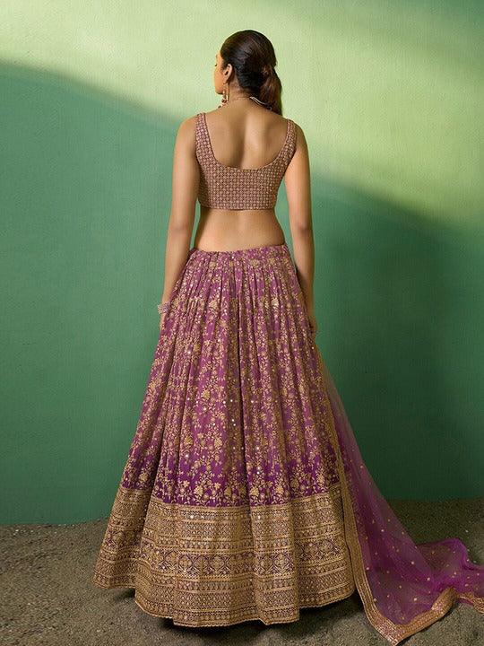 Lavender Georgette Embroidered Floral Lehenga Choli Buy Cheap Pre Order