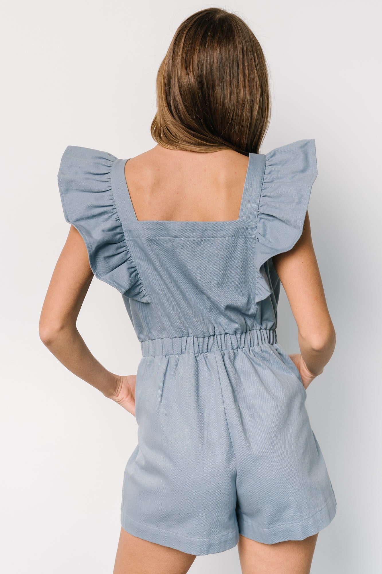 Montgomery Denim Romper | Dusty Blue Clearance Manchester Great Sale