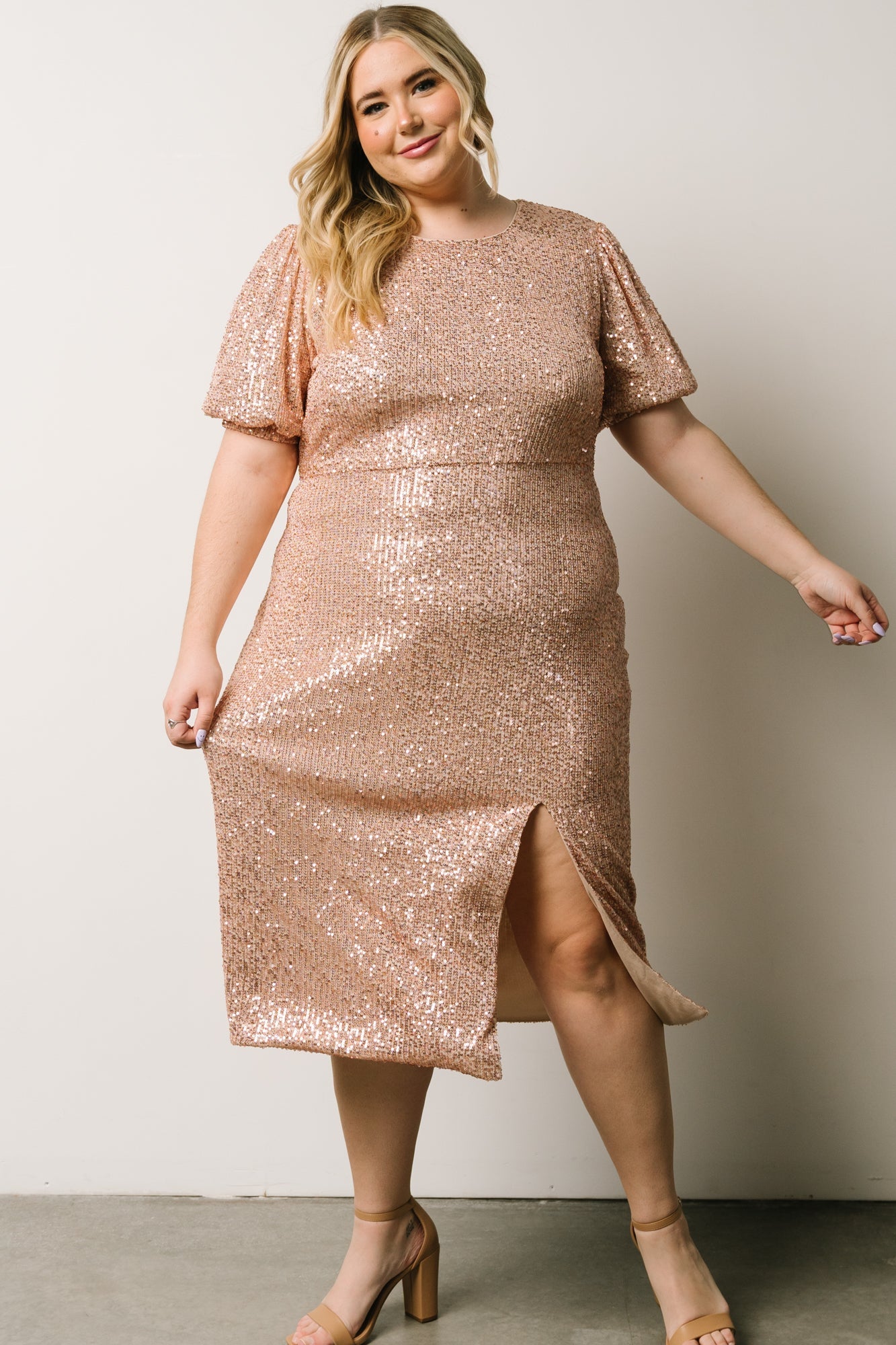 Socorro Sequin Midi Dress | Champagne Discount Ebay