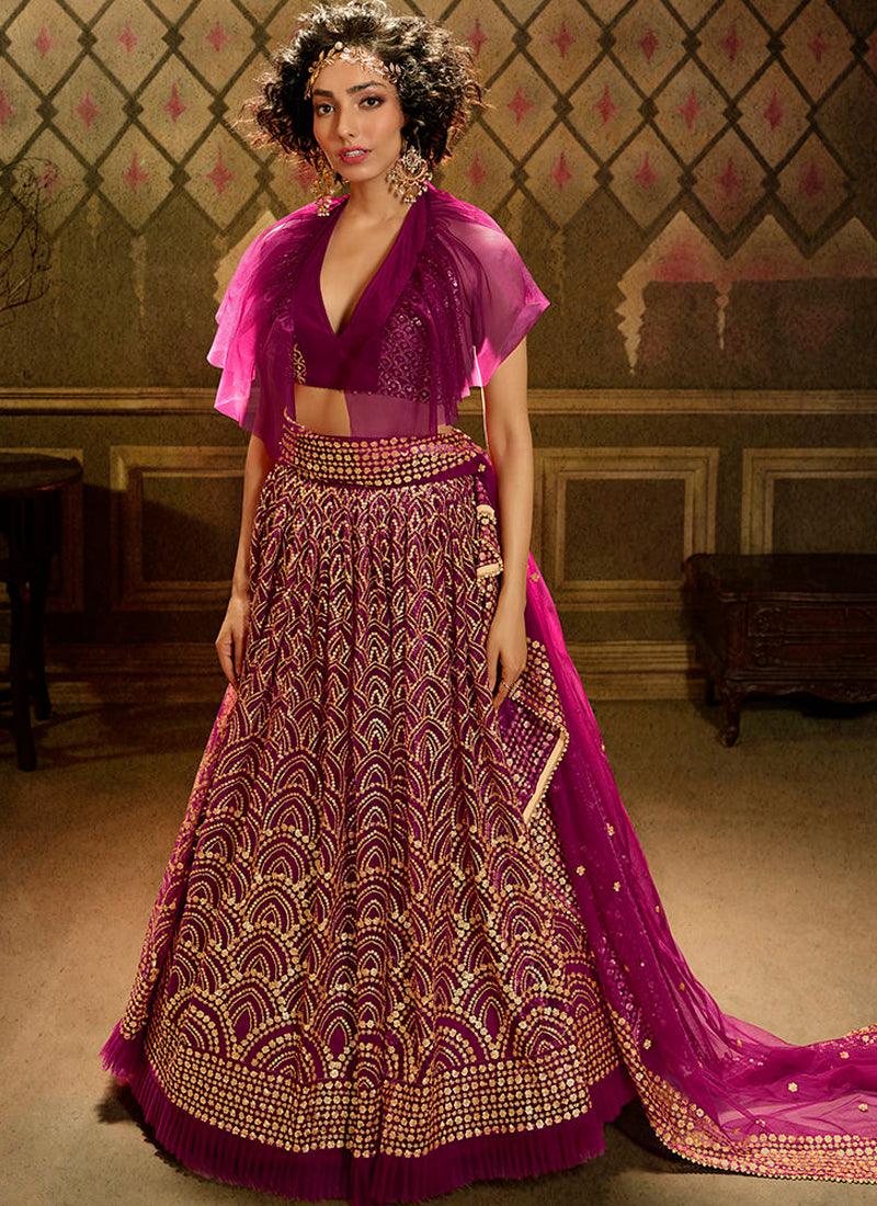 Elegant Wine Soft Net Base Sequin Work Sangeet Special Lehenga Choli Clearance Hot Sale