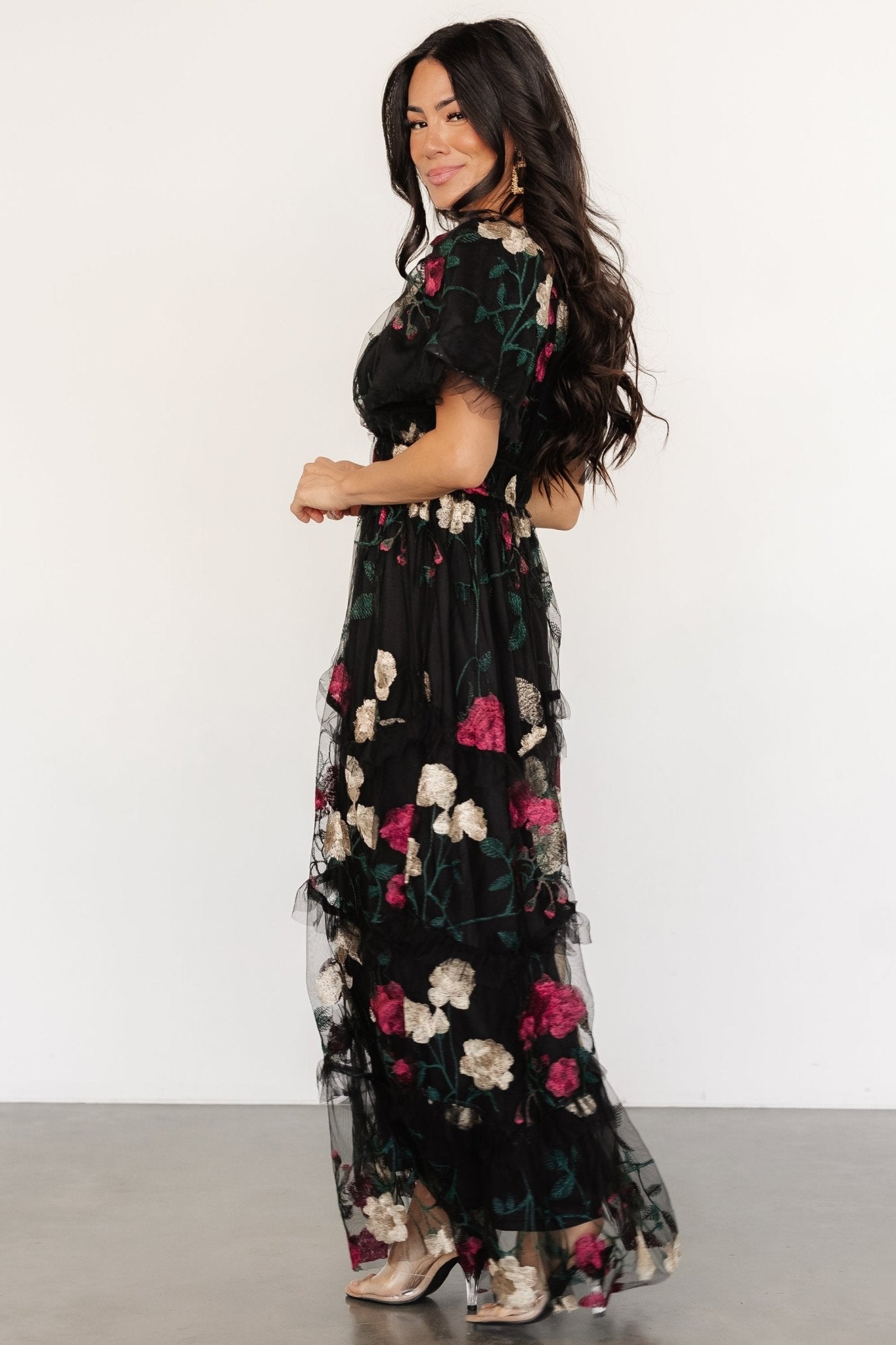 Allison Embroidered Tulle Maxi Dress | Black Multi Sale 100% Original