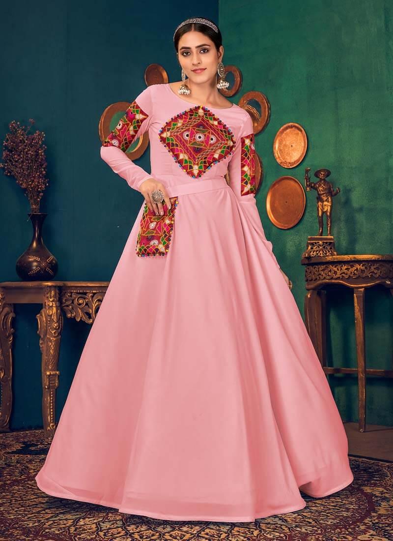 Festive Wear Georgette Base With Belt Designer Pink Gown Sale Original