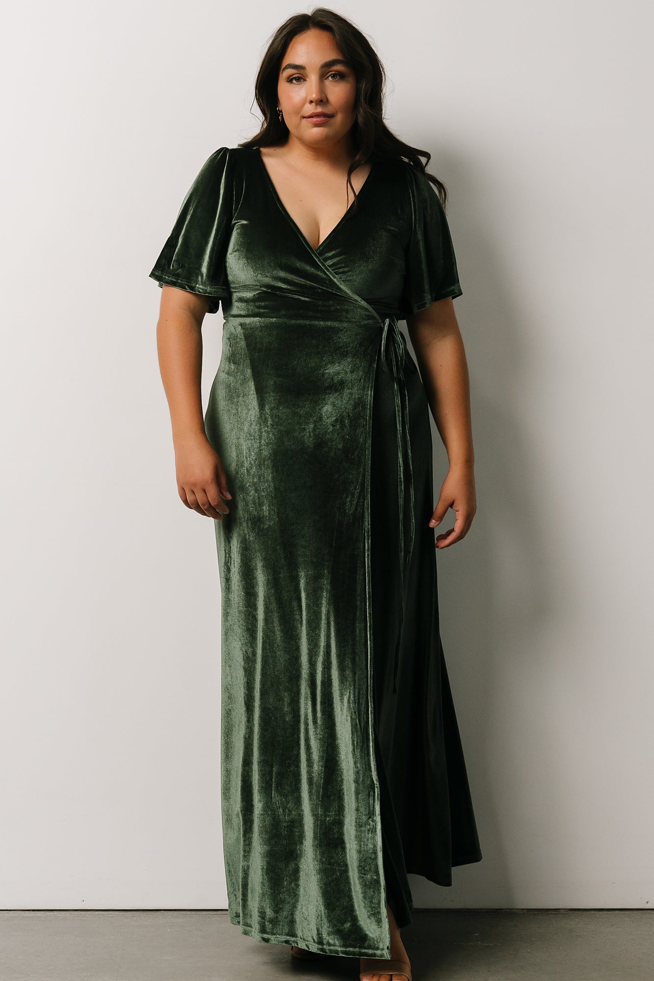 Meghan Velvet Wrap Maxi Dress | Deep Green Cheap Pirce