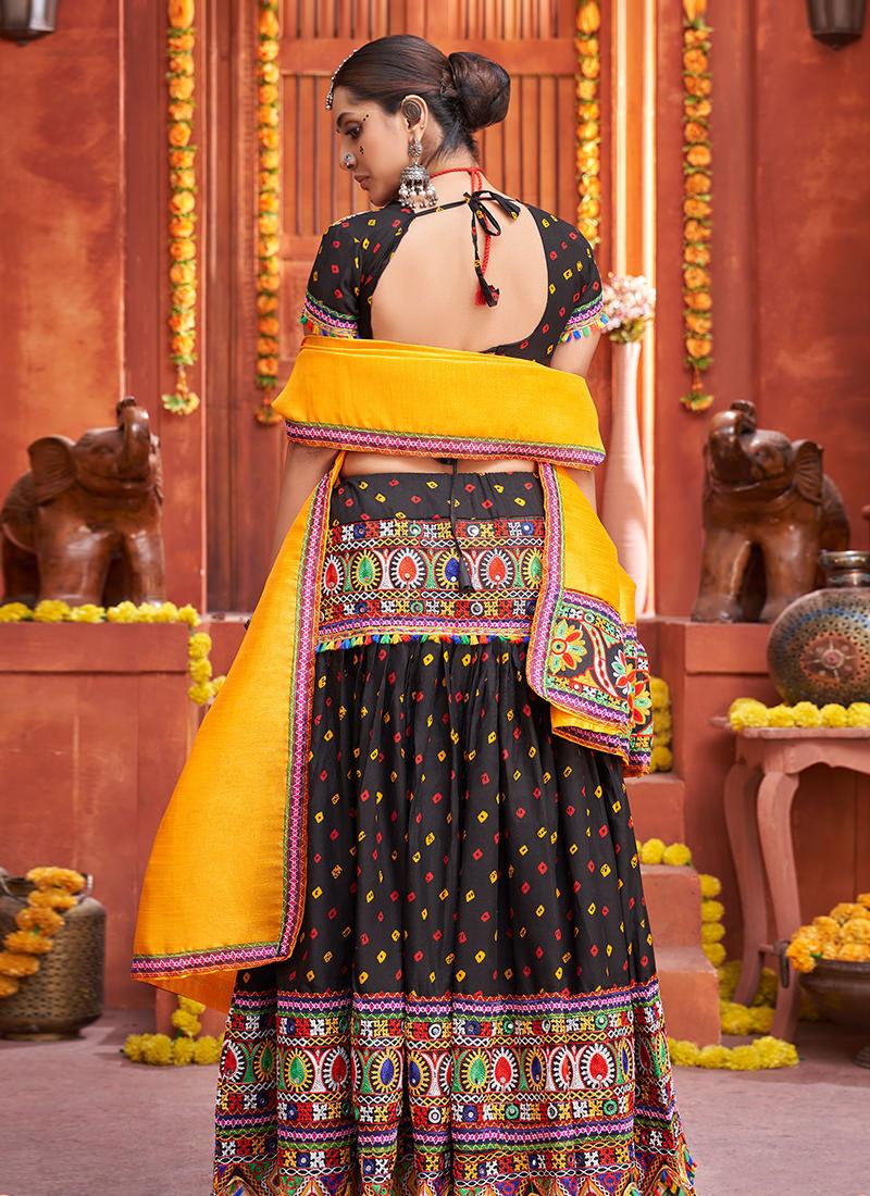 Patola Print Black Color Navrati Chaniya Choli Cheapest