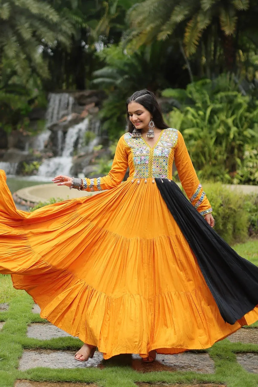 This Navratri With Outstanding Yellow Navratri Gown Clearance Buy